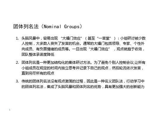 行动学习 激发管理潜能教学课件-团队列名法