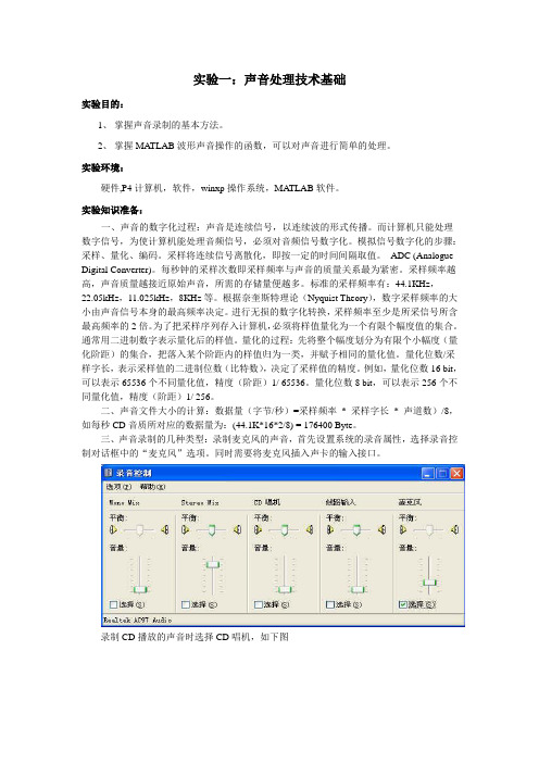 多媒体技术之声音处理技术基础