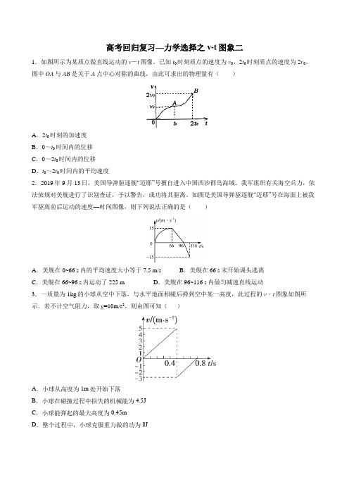 高考回归复习—力学选择之v-t图象二 含答案