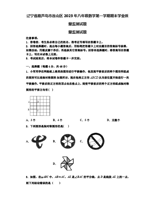 辽宁省葫芦岛市连山区2023年八年级数学第一学期期末学业质量监测试题【含解析】