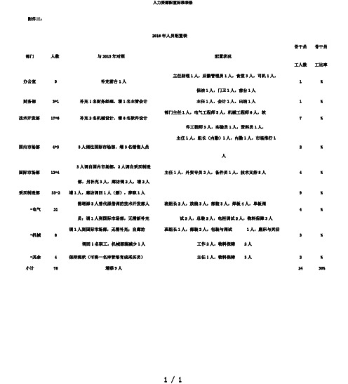 人力资源配置标准表格