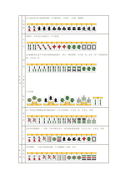 国标麻将番型介绍图解