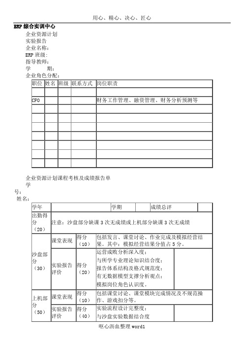 ERP沙盘模拟CFO总结报告