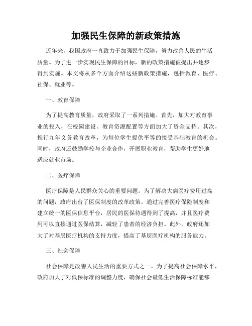 加强民生保障的新政策措施