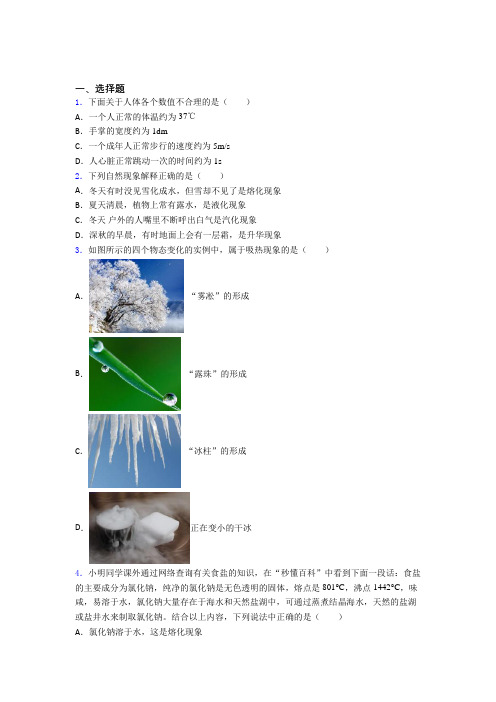 (人教版)沈阳市初中物理八年级上册期中检测题(答案解析)