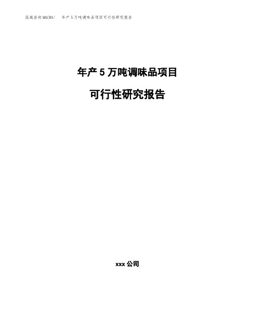 年产5万吨调味品项目可行性研究报告