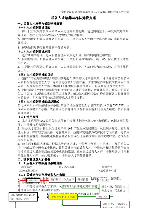 后备人才培养与梯队建设方案