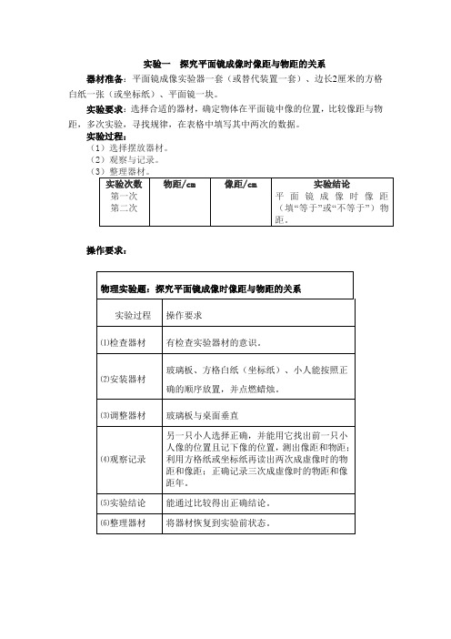 平面镜成像时像距与物距的关系