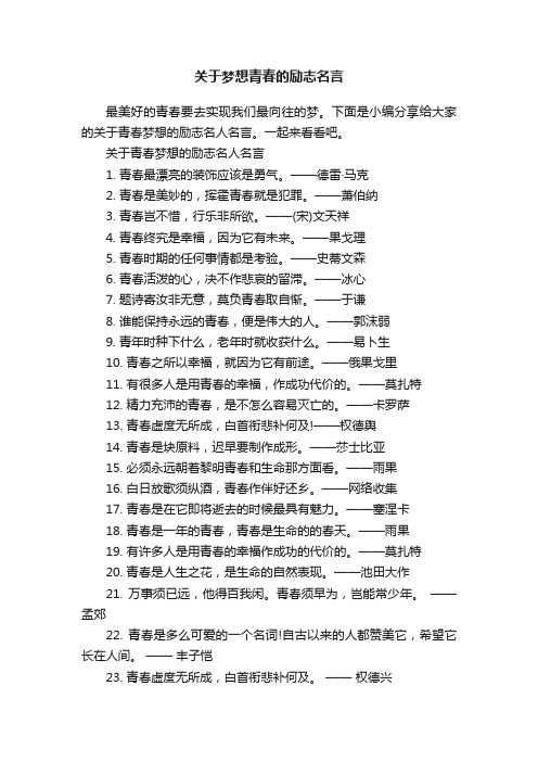 关于梦想青春的励志名言