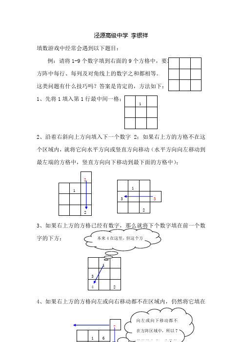 九宫格的填数技巧