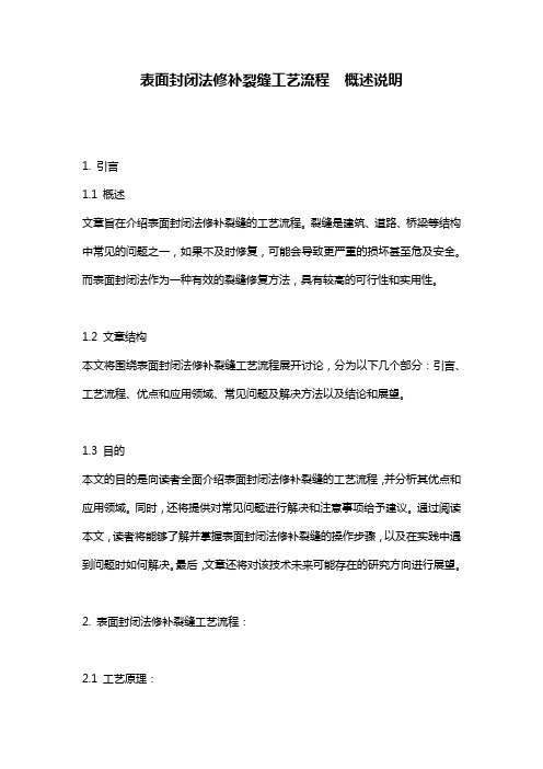 表面封闭法修补裂缝工艺流程__概述说明