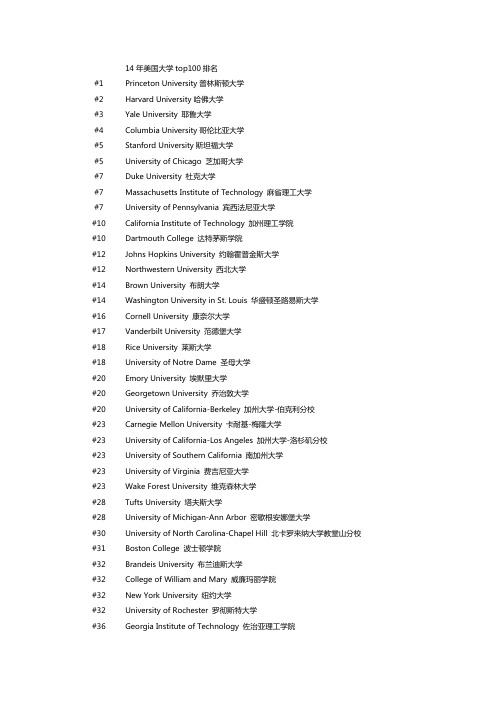 美国top100排名