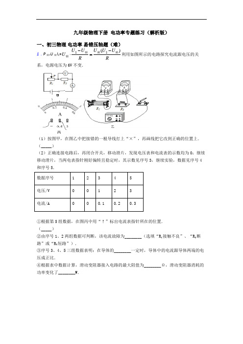 九年级物理下册 电功率专题练习(解析版)