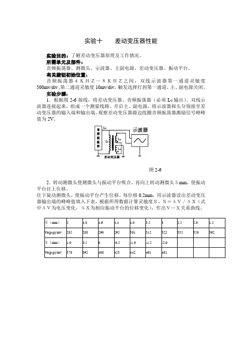 实验十    差动变压器性能