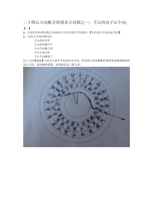 二十四山立向配吉祥消水立局图之一;壬山丙向子山午向;