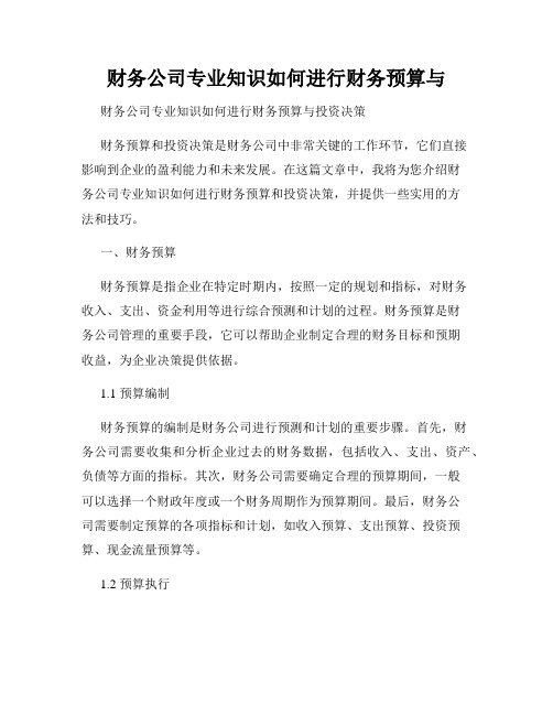 财务公司专业知识如何进行财务预算与