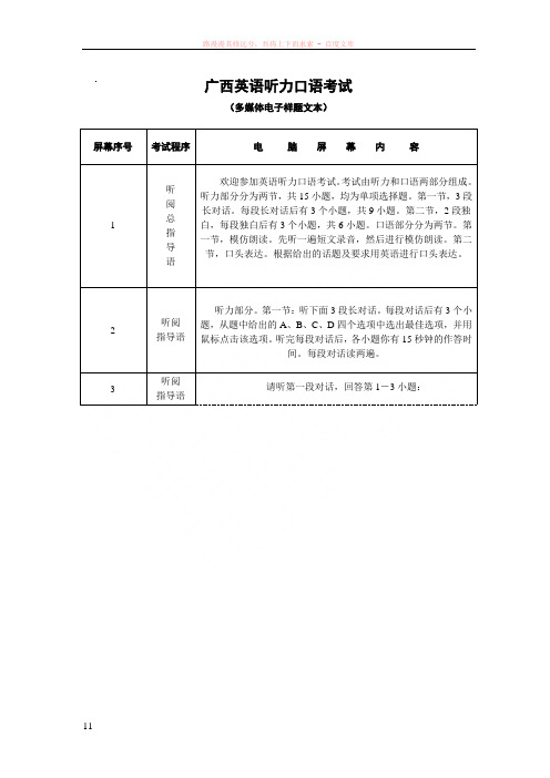 广西英语听力口语考试模拟试题原文