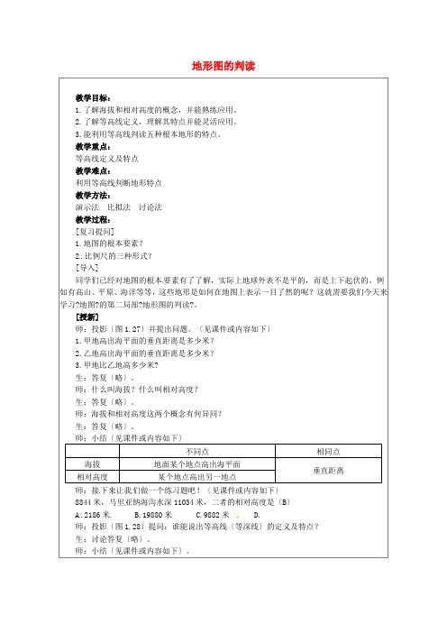 《地形图的判读》word教案 (公开课一等奖)2020年人教版地理 (9)