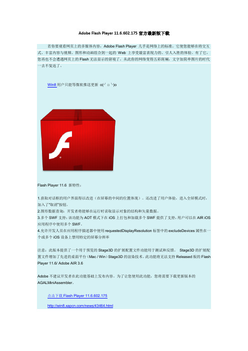 Adobe Flash Player 11.6.602.175官方最新版下载