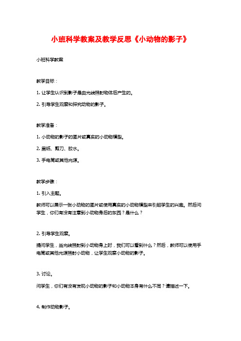 小班科学教案及教学反思《小动物的影子》