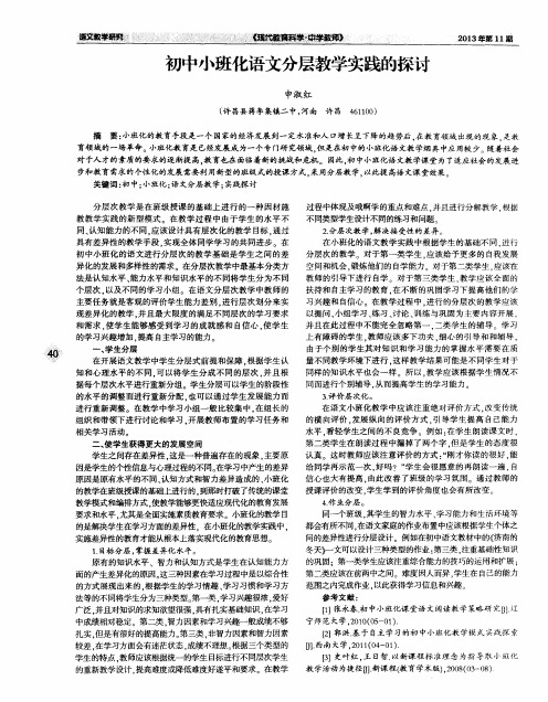 初中小班化语文分层教学实践的探讨