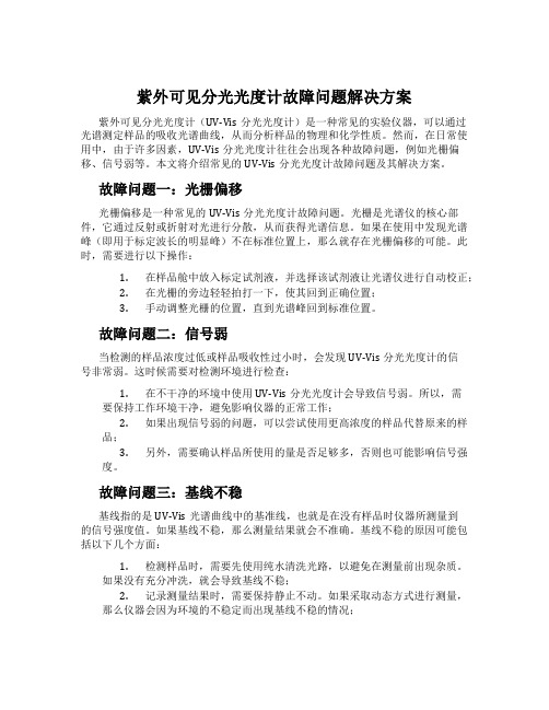 紫外可见分光光度计故障问题解决方案