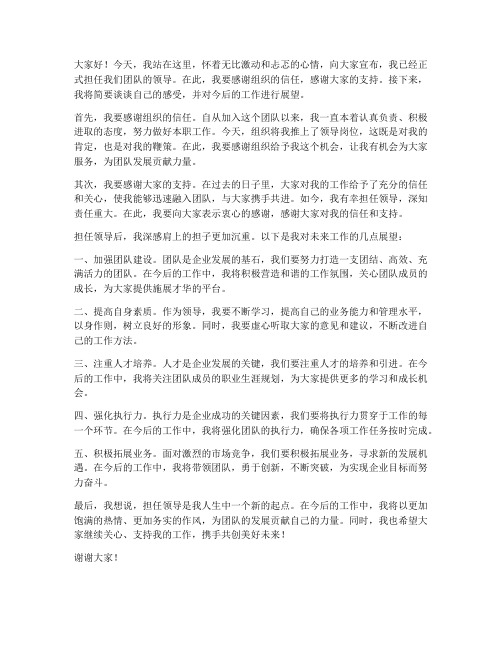 担任领导后的发言稿