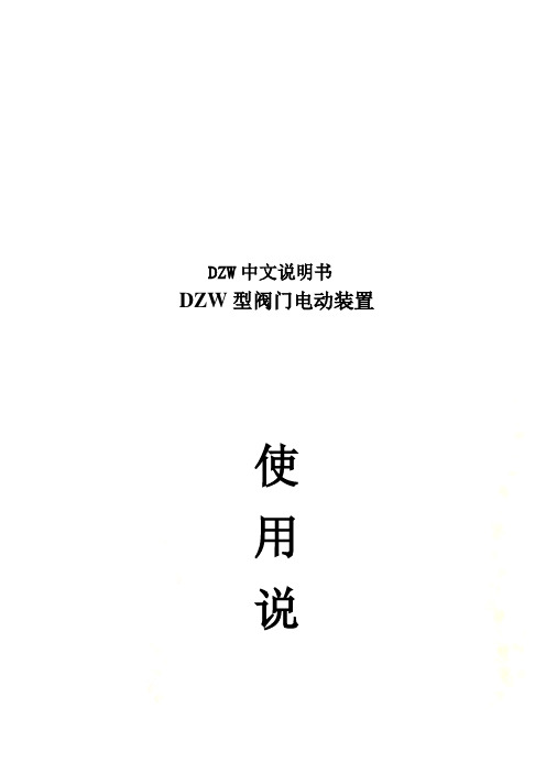 DZW中文说明书