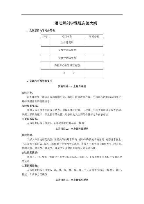 运动解剖学课程实验大纲