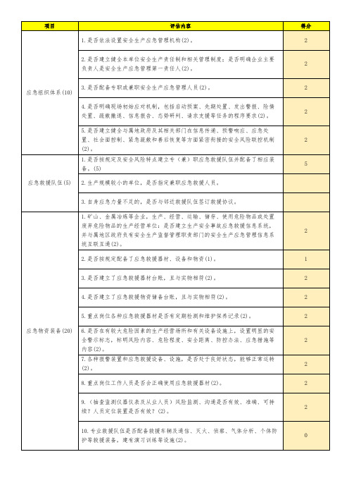 应急能力评估打分表