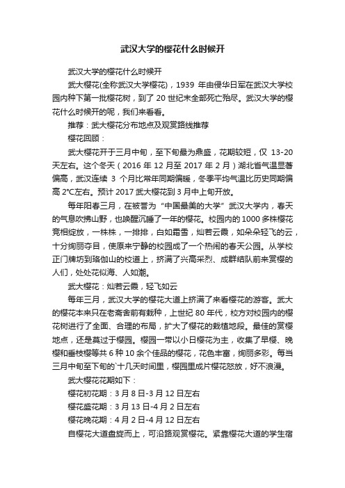 武汉大学的樱花什么时候开