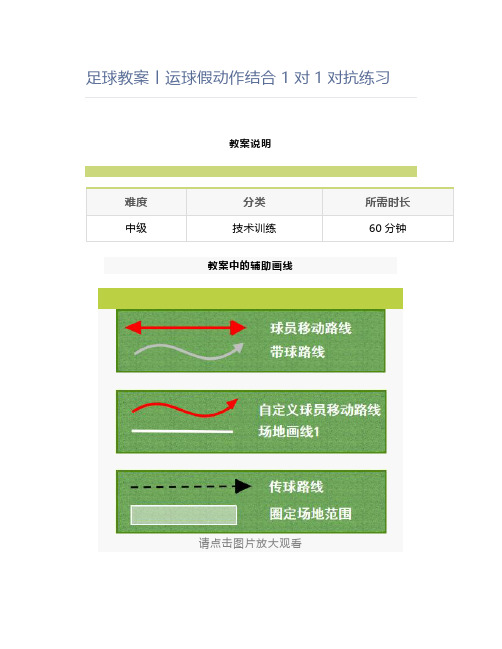 足球教案丨运球假动作结合1对1对抗练习