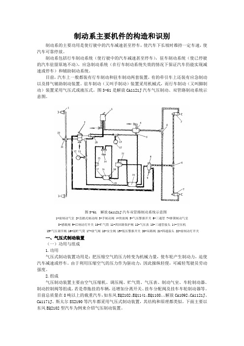 制动系主要机件的构造和识别