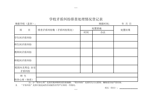 学校矛盾纠纷排查处理情况登记表