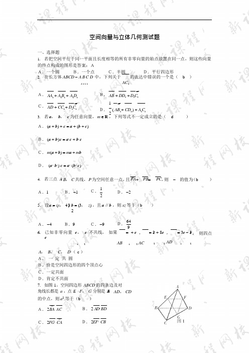 空间向量与立体几何测试题答案(可编辑修改word版)