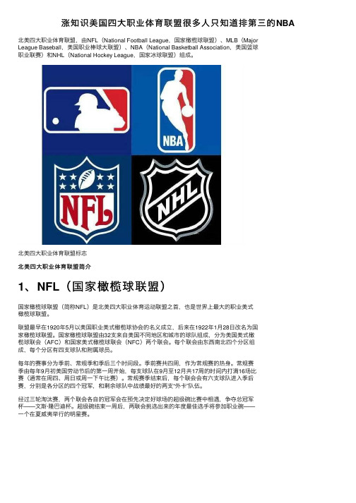 涨知识美国四大职业体育联盟很多人只知道排第三的NBA