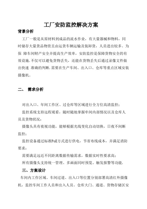 工厂安防监控解决方案