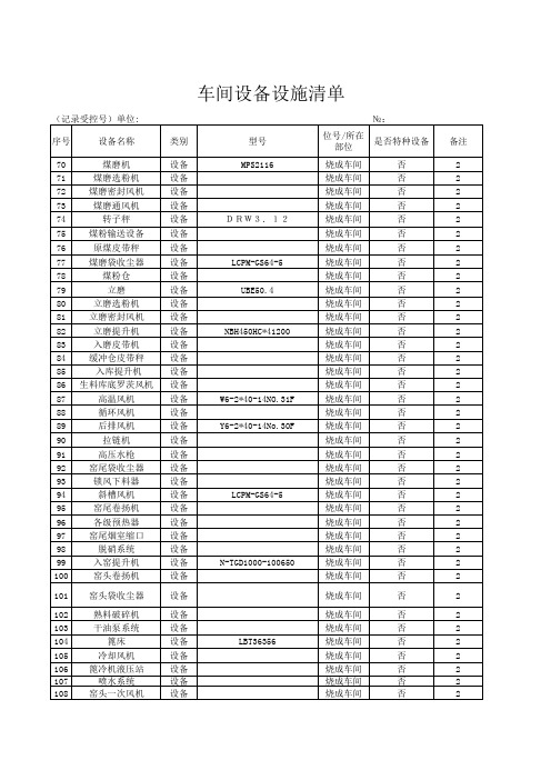 3xxx车间设备设施清单