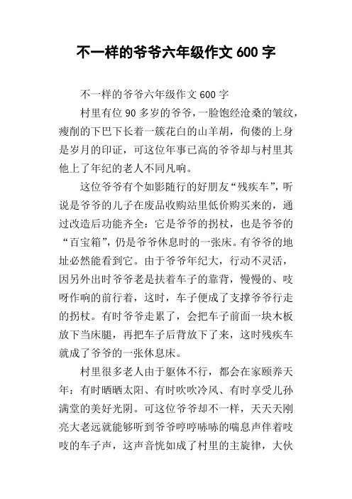 不一样的爷爷六年级作文600字