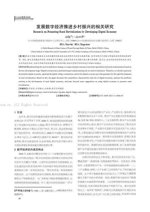 发展数字经济推进乡村振兴的相关研究