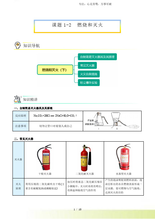 2024年初中化学同步讲义 第7章 课时1 燃烧和灭火(下)(学生版)[001]