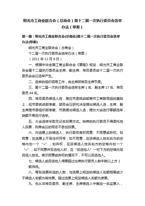 明光市工商业联合会（总商会）第十二届一次执行委员会选举办法（草案）