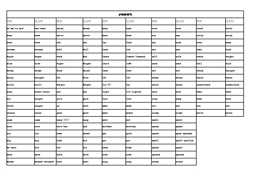 初二不规则动词表格