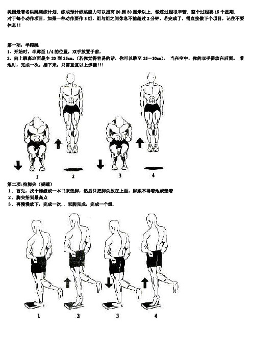 美国著名弹跳力训练(附图,计划表)