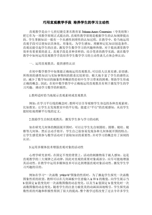 巧用直观教学手段 培养学生的学习主动性