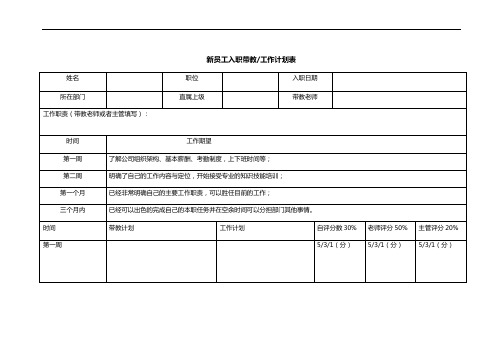 新员工带教计划