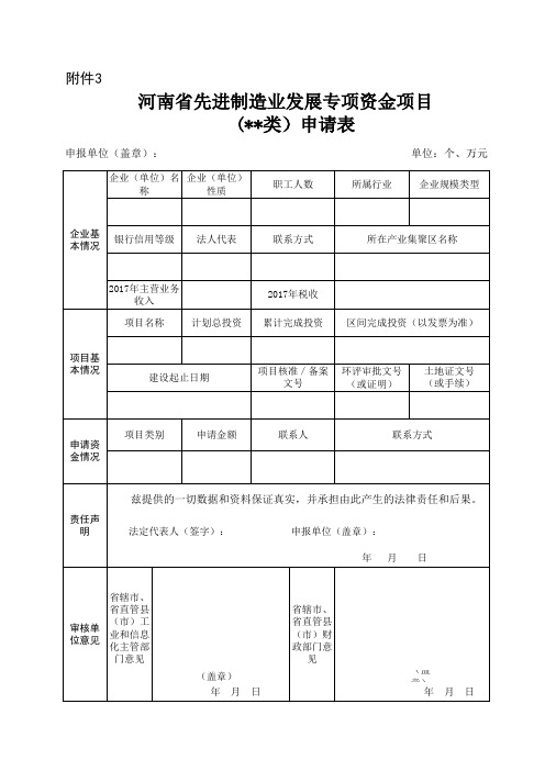 项目资金申请表