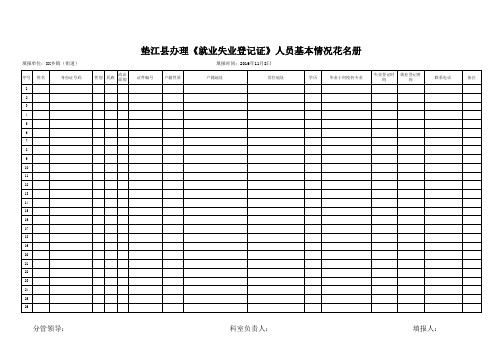 XX乡镇(街道)办理《就业失业登记》花名册