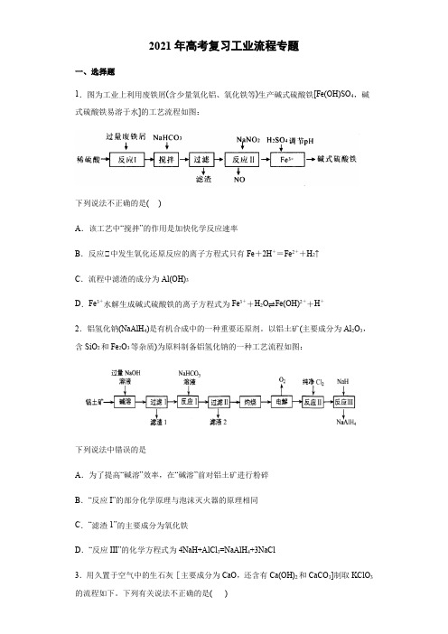 2021届高考复习工业流程专题