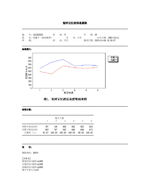 短时记忆的信息提取实验结果